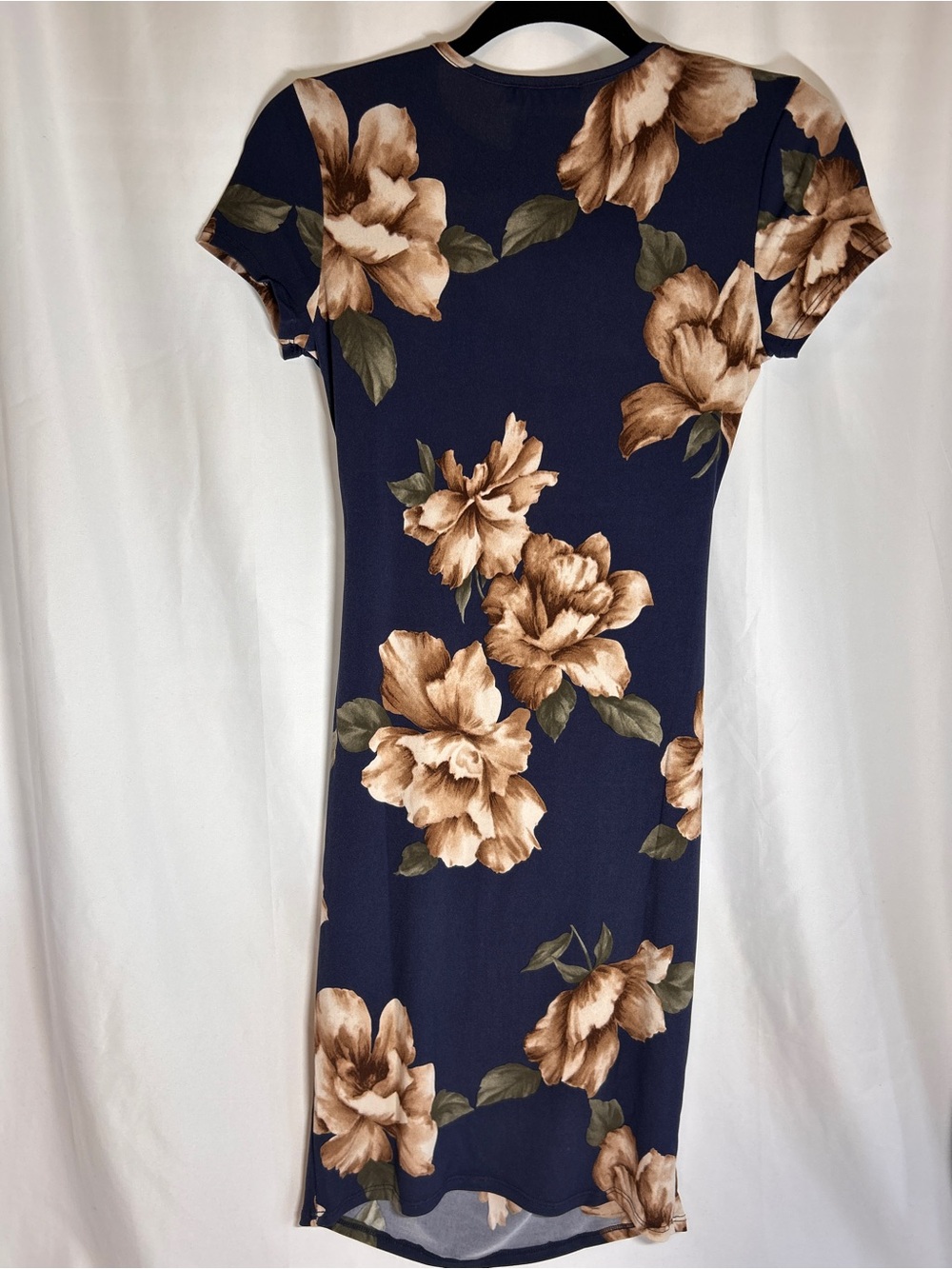 My Bump Maternity Floral Ruched Dress Size Small Navy Blue Short Sleeve NWT - Picture 10 of 10